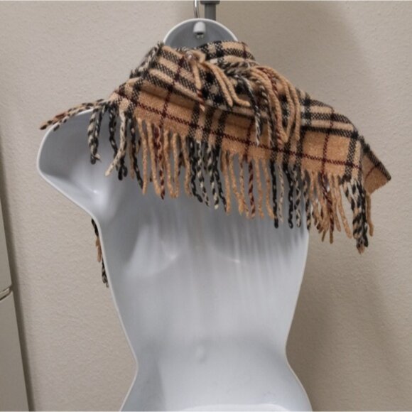 BURBERRY CHECK BEIGE SCARF MADE IN ENGLAND - Picture 2 of 6